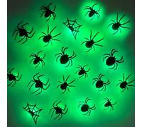 Décoration LED en forme de chauve-souris 3D - Autocollants muraux décoratifs 3D - Veilleuse - Autocollants lumineux pour la maison, la fête d'Halloween (araignée - 18 pièces)