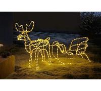 Décoration LED "Renne avec traîneau" 177 cm de long, éclairage de Noël pour l'extérieur, décoration de Noël avec guirlande lumineuse, décoration de jardin
