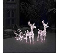 vidaXL Décoration lumineuse de Noël Rennes et traîneau 160 LED 130 cm Multicolore