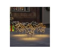 vidaXL Décoration Lumineuse Étoile de Noël avec Piquets 50 LED 3 pcs, Lumières d'Étoile de Noël, Ornements de Noël Fête Maison Jardin, Moderne, 29 cm Jaune G