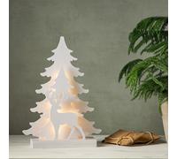 Décoration de Noël Lumineuse Hiver Figurine en Bois 6h Timer Blanc Froid LED H