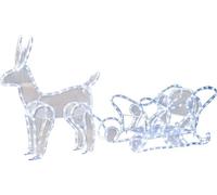 Décoration MagicHome Noël, renne avec traîneau, 312x LED blanc froid, 230V, 50 Hz, extérieur, 59x132x30 cm