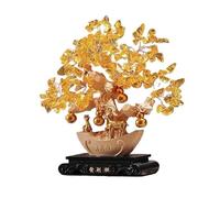 Décoration Maison Citrine de Bureau avec Base, Ornement d'arbre Fortune, Artisanat Salon et for la Richesse prospérité Bonsaï(Beige)