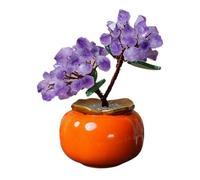 Décoration Maison Natural Yellow Amethyst Shaking Money Fortune Tree Attracting Wealth Ornaments Living Room Desk Crystal Bonsaï(Purple)