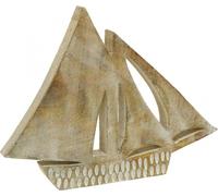 Décoration marine en bois Voilier blanc 23cm - Décoration mer plage fête nautique