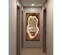 Décoration Moderne En Grès 3D Peinture Murale, Sculptures Murales Avec Plantes Artificielles, Pour Salon, Chambre À Coucher, Couloir(Brown d,40x80 cm)