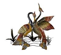 Décoration Murale 2 Hérons en Métal 58x58cm Décoration Design Oiseaux Métallique pour Intérieur - Grande Sculpture Décorative