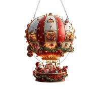 Décoration murale 2D pour fenêtre - Père Noël - Montgolfière - Art fantaisiste - Attrape la lumière du soleil - Pour jardin, cour, chambre à coucher, salon, salle à manger, dortoir