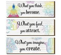 Décoration murale 3 Bouddha pour chambre à coucher, méditation zen, décoration murale avec citations de Bouddhisme, cadeau spirituel, décoration murale à suspendre au bouddhisme, spa, chambre de yoga,