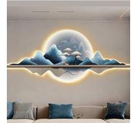 Décoration murale 3D avec éclairage LED - Grande décoration rétroéclairée pour salon - Sculpture de luxe en porcelaine de cristal, style chinois - Symbole de chance(C,100*33cm/39.37*12.99in)
