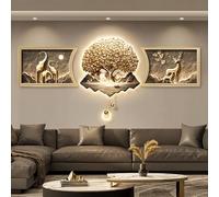 Décoration Murale 3D Avec Éclairage LED, Grande Sculpture Murale En Métal Avec Pendentif Boule En Métal, Peinture Décorative Arbre De Fortune Pour Salon, Entrée, Bureau(A,60cm)