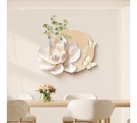 Décoration Murale 3D Avec Éclairage LED, Sculpture Florale À Suspendre Avec Crochet, Procédé En Porcelaine Cristal, Décoration Murale Créative Pour Salon, Entrée, Bureau(A,85 * 66cm)