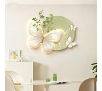 Décoration Murale 3D Avec Éclairage LED, Sculpture Florale À Suspendre Avec Crochet, Procédé En Porcelaine Cristal, Décoration Murale Créative Pour Salon, Entrée, Bureau(D,65 * 51cm)