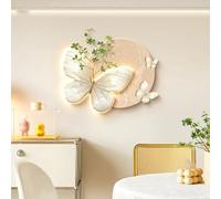 Décoration Murale 3D Avec Éclairage LED, Sculpture Florale À Suspendre Avec Crochet, Procédé En Porcelaine Cristal, Décoration Murale Créative Pour Salon, Entrée, Bureau(C,45 * 35cm)