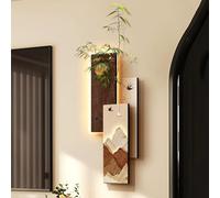 Décoration Murale 3D Avec Éclairage LED, Tableau Décoratif En Grès Avec Interface USB Et Télécommande, Design Sans Cadre, Applique Murale Créative Pour L'entrée(Brown,27 * 77cm)