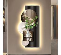 Décoration Murale 3D avec éclairage LED, Tableau décoratif Luxueux pour entrée avec Plantes artificielles, Lampe Murale Lumineuse, Sculpture Murale Suspendue pour Couloir (Style 1 70x140cm/2