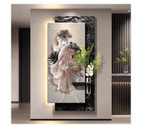 Décoration Murale 3D Avec LED, Sculptures Murales, Peinture Décorative En Relief, Fresque Tableau Murale Suspendue, Avec Vase Et Plante Artificielle, Pour Couloir Ou Bureau(D,100x50cm/39.4x19.7in)