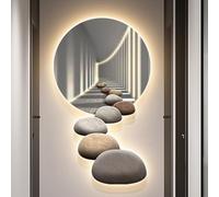 Décoration Murale 3D avec Lumière LED Chaude, Tableau Décoratif pour Hall D'entrée, Tableau Decoration Murale Peinture, pour Salon Couloir Bureau(Black 4,46 * 80cm/18 * 31.5in)