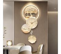 Décoration Murale 3D Avec Lumière LED, Grande Applique Murale Avec Horloge, Panneau Arrière Épais, Peinture Décorative D'arbre De Fortune Avec Crochet(C,120 * 52cm)