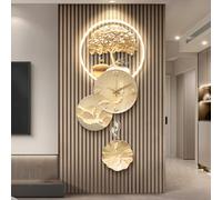 Décoration Murale 3D Avec Lumière LED, Grande Applique Murale Avec Horloge, Panneau Arrière Épais, Peinture Décorative D'arbre De Fortune Avec Crochet(A,90 * 39cm)