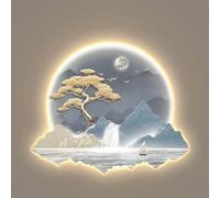 Décoration Murale 3D avec Lumière LED，Sculpture Murale Abstraite en Métal pour Salon Moderne Et Chambre À Coucher，Peinture De Paysage Art Mural Accrocher des Tableaux Décoration Lampe
