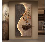 Décoration murale 3D avec lumière LED, texture grès et espace hydroponique pour chambre à coucher, salon, entrée - Bloc d'alimentation enfichable, 160 x 80 cm