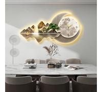 Décoration Murale 3D avec lumières, Horloge décorative, Sculptures d'alimentation, Peinture, Paysage créatif, décorations suspendues, Lampe LED pour entrée, Couloir, Chambre à couc