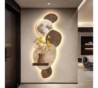 Décoration murale 3D avec lumières LED, peinture de décoration artistique tridimensionnelle, avec étagère et vase intégrés, pour salon, chambre à coucher, entrée