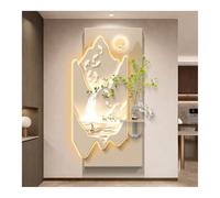 Décoration murale 3D avec lumières LED - Sculpture murale moderne représentant un paysage lumineux - Grande œuvre d'art texturée 3D pour salon, chambre, entrée (Marron-c, 120 x 60 cm / 47,2 x 23,6 po
