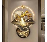 Décoration Murale 3D avec lumières, Sculptures d'alimentation avec lumière LED, Paysage d'élan pour la Maison, Le Salon, Le Bureau, la Chambre à Coucher (A, 31,5 x 47,3 Pouces)