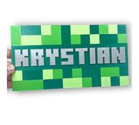 Décoration murale 3D avec nom de pixel - Inspiré d'un jeu populaire - Plaque nominative personnalisée pour chambre d'enfant - Plaque murale ou de porte - Autocollant mural EKO de KAJAWIS®