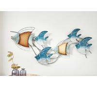 décoration murale 3D "Banc de poissons" en métal, 89x39 cm, maritime, tableau mural, décoration murale, déco métal