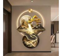 Décoration murale 3D cascade de montagne pour entrée, salon, peinture de paysage rétroéclairée par LED, œuvre d'art moderne de style chinois