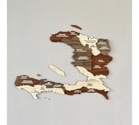 Décoration murale 3D en bois avec carte de pays d'Haïti - Cadeau unique de pendaison de crémaillère pour Haïti, parfait pour la maison ou le bureau (60 x 45,7 cm)