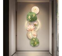 Décoration murale 3D en forme de grand poisson et lotus avec lumière LED, décoration d'intérieur pour chambre à coucher, salon, entrée, œuvre d'art murale unique