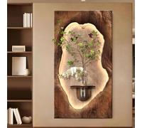 Décoration Murale 3D en Grès avec LED Et Plantes Hydroponiques - Sculpture Murale Décorative Moderne pour La Maison, Le Bureau Et Un Style Rétro D 40 * 80cm/15.7 * 31.5in