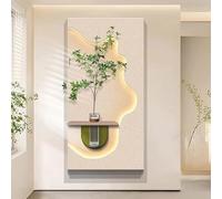 Décoration murale 3D en grès avec lumière LED - Décoration moderne minimaliste pour salon, chambre à coucher, couloir et entrée (140 x 70 cm) - Décoration artistique unique pour la maison