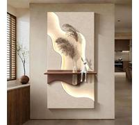 Décoration murale 3D en grès avec lumières LED chaudes et vase, peinture créative pour salon, chambre, bureau, entrée