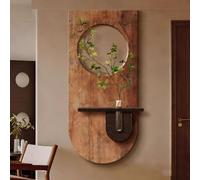 Décoration murale 3D en grès creux avec éclairage LED - Décoration murale vintage avec prise - Sculptures de plantes hydroponiques pour le salon (C, 70 x 140 cm)