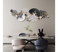 Décoration murale 3D en métal de luxe, grande œuvre d'art créative et moderne faite à la main, à suspendre au mur pour bureau, salon, chambre à coucher (noir)