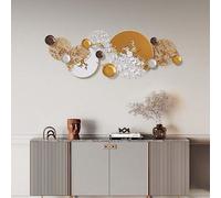 Décoration murale 3D en métal de luxe, grande œuvre d'art créative et moderne faite à la main, à suspendre au mur pour bureau, salon, chambre à coucher (doré)