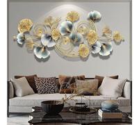 Décoration murale 3D en métal - Feuilles de ginkgo - Œuvre d'art décorative créative pour salon, chambre à coucher et salle à manger - Décoration d'intérieur unique pour un intérieur élégant