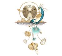 Décoration murale 3D en métal - Grande horloge murale paon faite à la main - Sculptures d'intérieur pour salon, chambre à coucher, cuisine - Idée cadeau unique