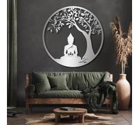Décoration Murale 3D en métal représentant l'arbre de Vie et Bouddha, idéale pour la méditation, Le Yoga, Le Yoga, la Maison, Le Salon, la Chambre, Le Jardin ou Un Studio de Yoga (