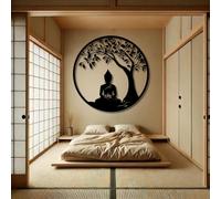 Décoration Murale 3D en métal représentant l'arbre de Vie et Bouddha, idéale pour la méditation, Le Yoga, Le Yoga, la méditation, la Maison Zen, Le Salon, la Chambre, Le Jardin ext