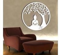 Décoration Murale 3D en métal représentant l'arbre de Vie et Bouddha, idéale pour la méditation, Le Yoga, la méditation, Le Zen, Le Salon, la Chambre, Le Jardin ou Un Studio de YOG