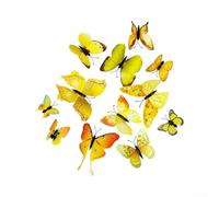Décoration murale 3D en PVC papillon pour décoration d'intérieur de bureau et résidentiel avec aspect dimensionnel (jaune)