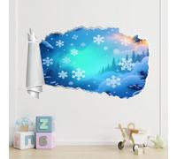 Décoration Murale 3D, Flocon De Neige Autocollants D'Affiches Brisé De Tatouage, Forêt D'Hiver Décorations De Décalcomanies En Imperméables Pour La Maison, La Pépinière