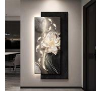 Décoration Murale 3D LED, Grande Sculpture Murale Lumineuse, Peinture Lumineuse Artisanale En Grès, Applique Murale Moderne Et Épurée « Neuf Poissons » Pour Entrée(D,40 * 80cm)