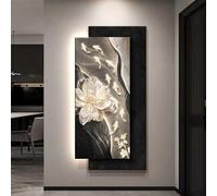 Décoration Murale 3D LED, Grande Sculpture Murale Lumineuse, Peinture Lumineuse Artisanale En Grès, Applique Murale Moderne Et Épurée « Neuf Poissons » Pour Entrée(C,60 * 120cm)